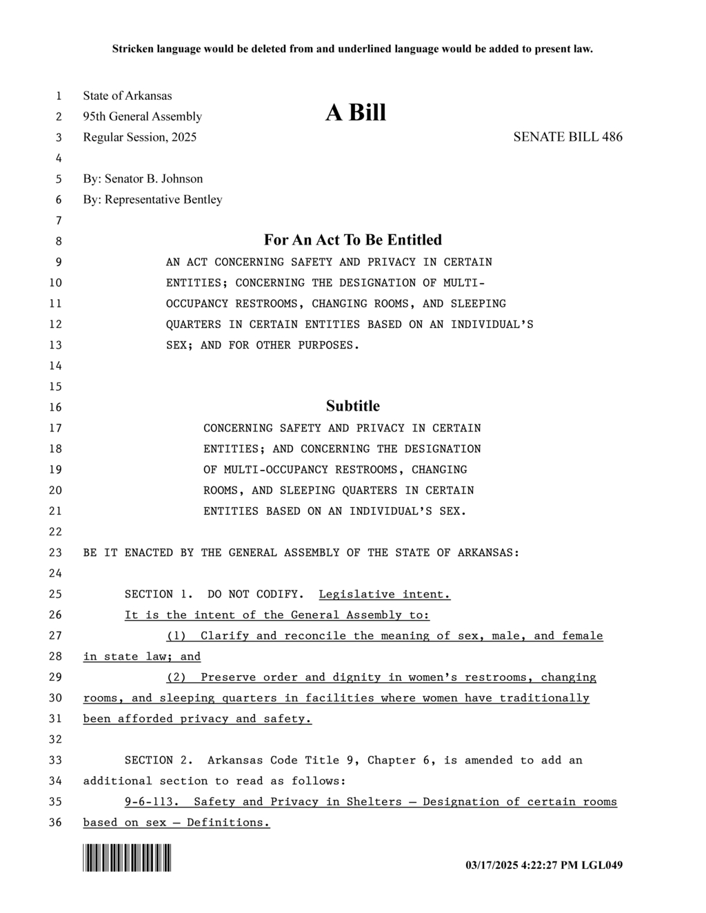 Legislature proposes SB486 for restroom access rights and protections for vulnerable groups