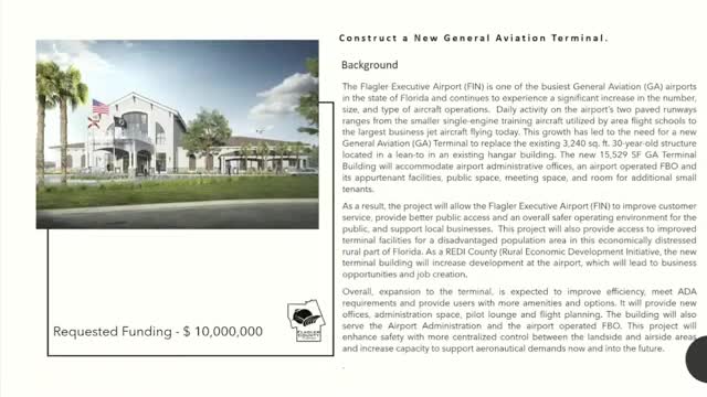 Flagler Executive Airport proposes $10M general aviation terminal funding strategy