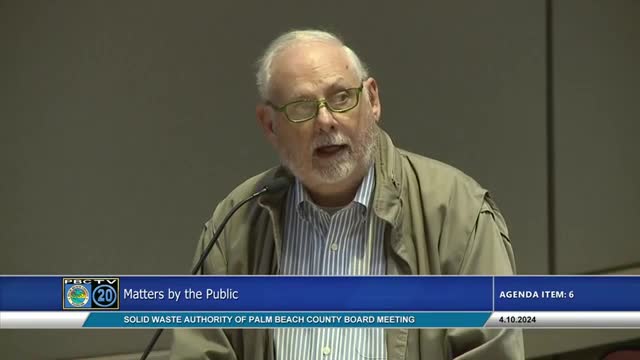 Local leader critiques Palm Beach County pollution management and advocates for recycling reforms