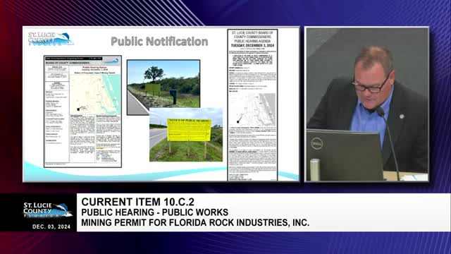 St. Lucie County hears proposed expansion of Florida Rock Industries mining permit