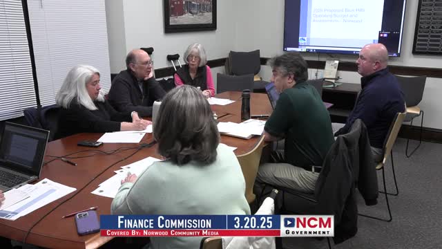 Finance Commission schedules FY26 operating vote for next week; discusses free‑cash uses, capital and pension reserve options