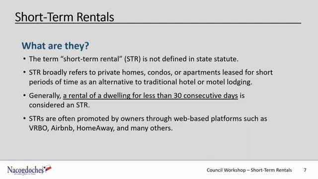 Nacogdoches Council considers regulations for growing short term rental market