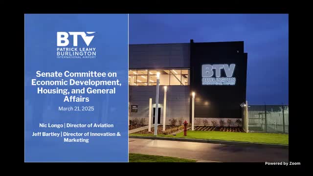 Burlington International Airport leaders brief Senate committee on growth, Project NEXT and sustainability plans