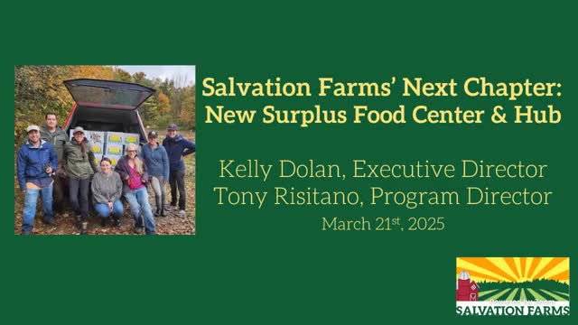 Salvation Farms announces new food processing hub in Morso, Vermont