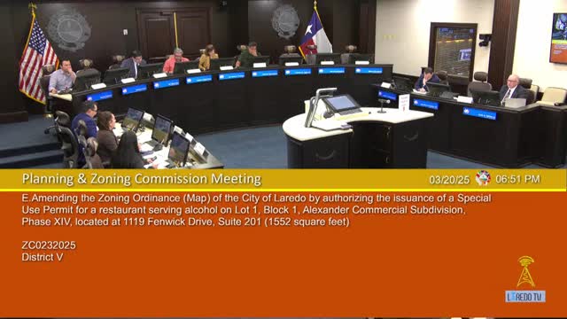 Commission approves two special‑use permits for restaurants serving alcohol at Fenwick Drive despite staff opposition