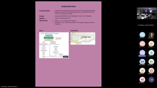 Council approves one-month extension for Carriger Solar site-certification review