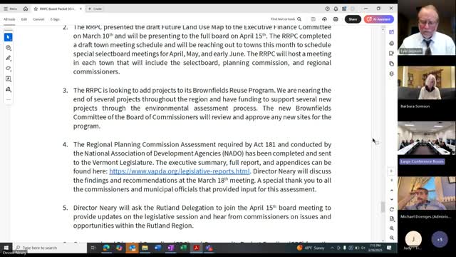 RPC highlights draft regional future land-use map, VAPDA assessment, Act 181 trainings and Brownfields funding