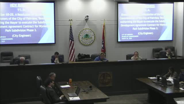 Fairview City Council approves Wynwood Park and Woodwick Cove subdivision agreements