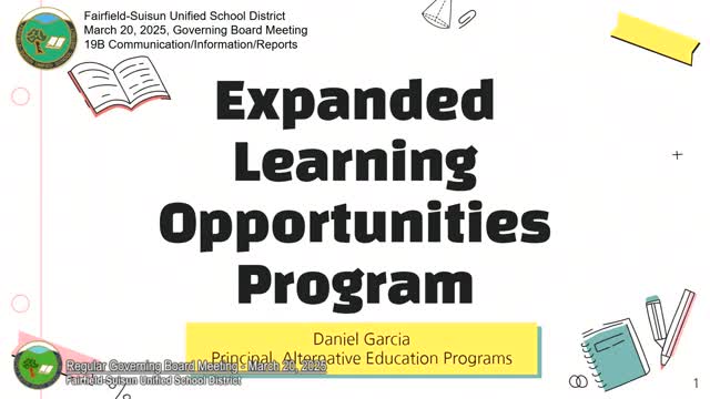 Board hears expanded‑learning update; governor’s proposal could expand access and nearly double ELOP funding