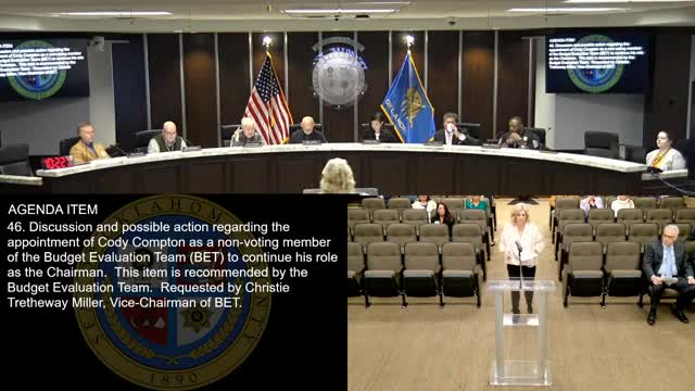 Budget Evaluation Team adds Cody Compton as non‑voting member; committee to elect its own chairman