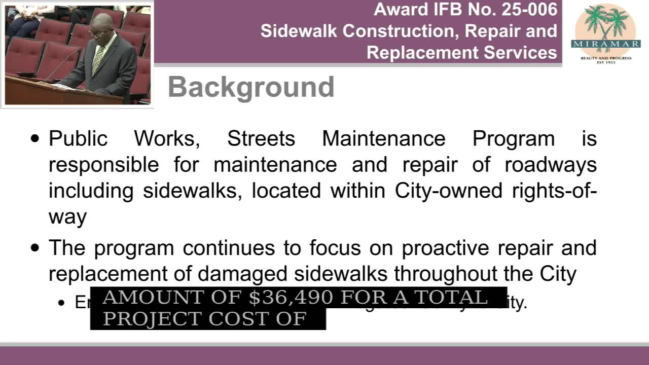 Miramar City Council approves sidewalk maintenance fund for local repairs