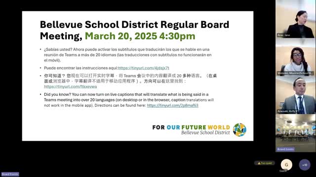 Bellevue School Board meetings begins with student-led pledge and land acknowledgment