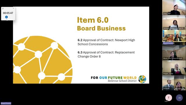 Board awards Newport concessions contract, approves major change order and authorizes sale of 10.11‑acre parcel