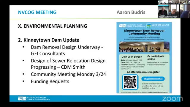 NVCOG updates acquisition and funding efforts for Kinneytown Dam removal; community meeting set in Seymour