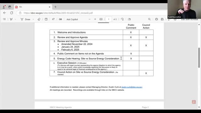 State Building Code Council directs tags to use site energy; declines immediate switch to source energy