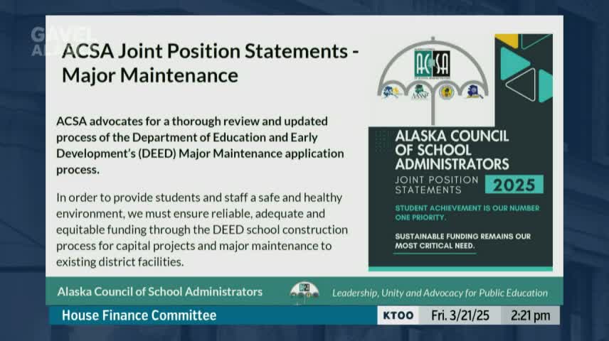 Alaska education leaders call to end school bond debt reimbursement moratorium
