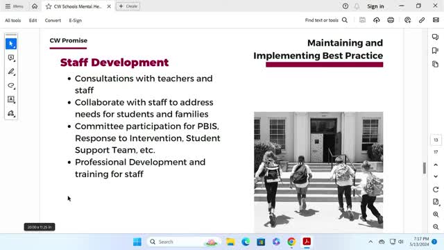 Local school district enhances mental health support through staff development and community partnerships