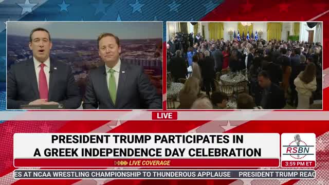 President Trump celebrates Greek independence with Louisiana Governor Jeff Landry in East Room