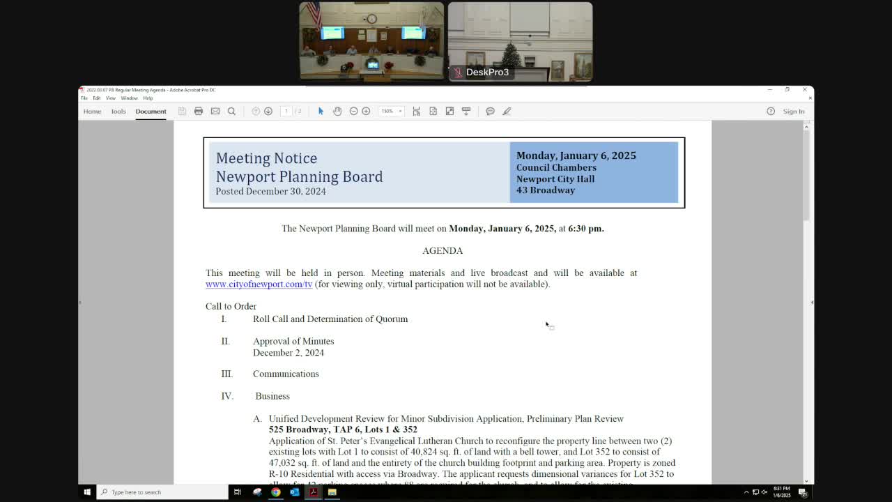 Newport Planning Board approves St. Peter’s Church minor subdivision, grants parking variances