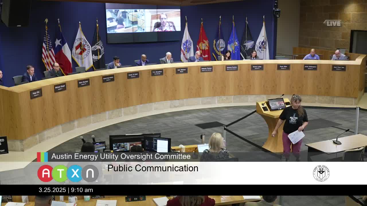 Austin Energy's Bob Kahn presents community impact report to city council