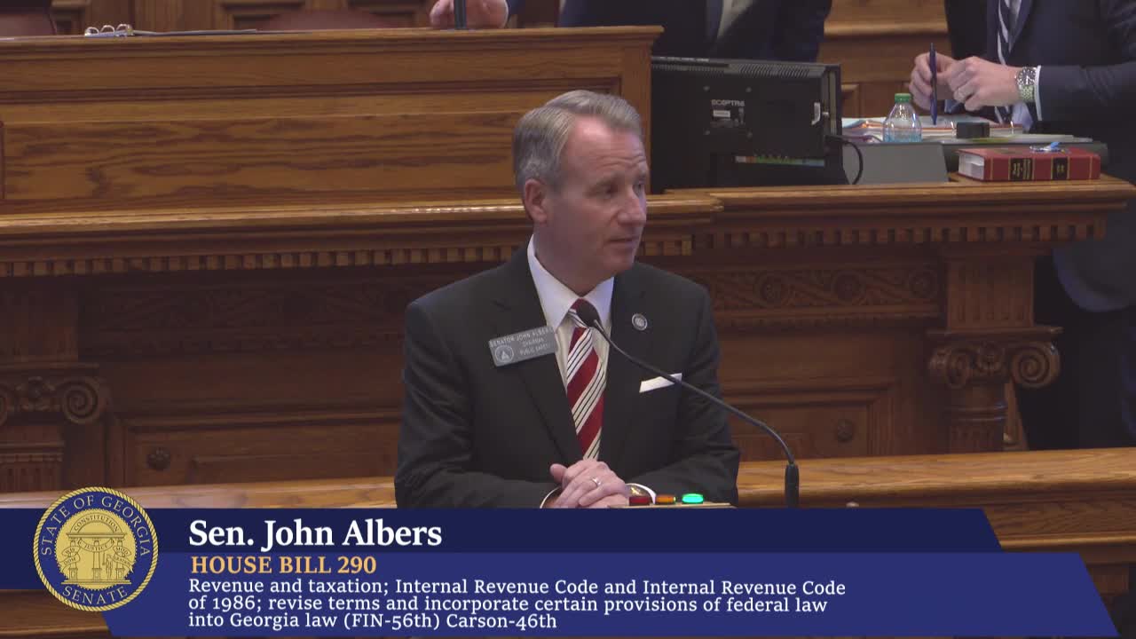 Georgia Senate debates House Bill 290 to aid taxpayers and small businesses