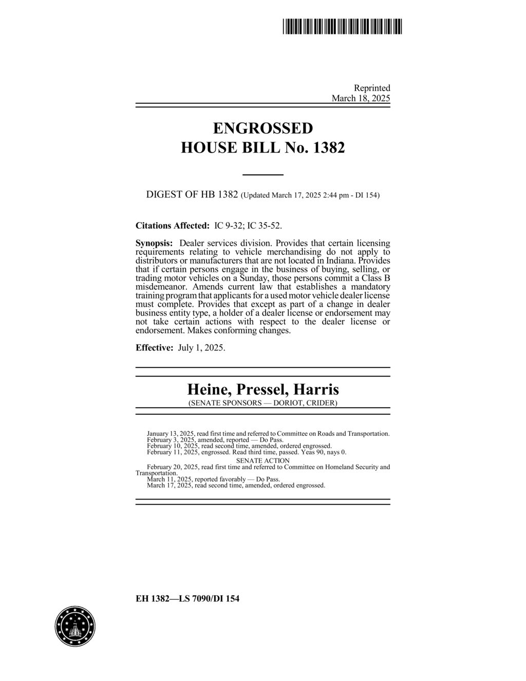 Indiana sets new licensing fees and regulations for motor vehicle dealerships