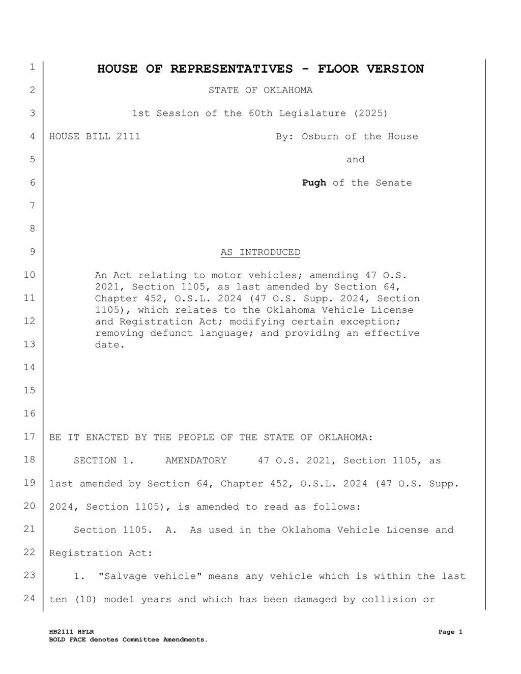 Oklahoma introduces streamlined process for junk title registration and fees