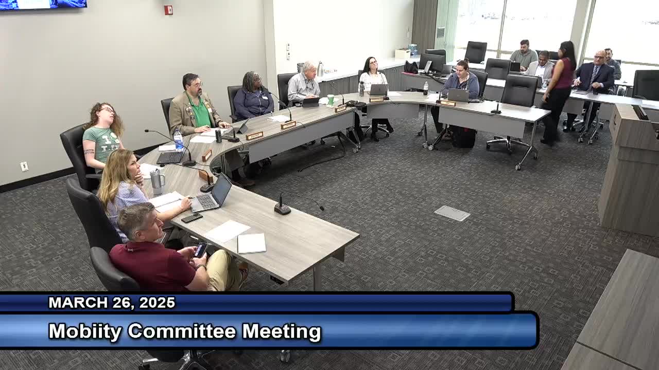 Mobility committee reviews speed‑management/traffic‑calming plan emphasizing full‑bouts, bulb‑outs and tactical urbanism