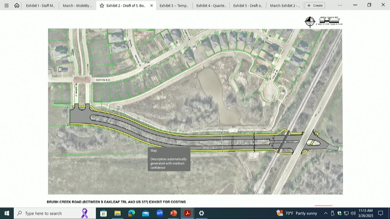Staff explains rerouting plan near South Bonnie Brae and Brush Creek; new UPRR crossing requires closure of two existing crossings