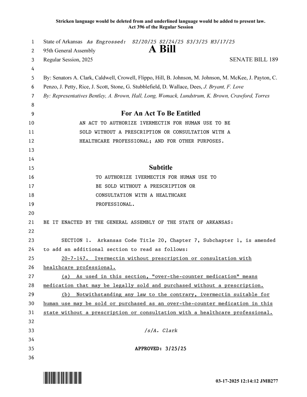 Arkansas Senate approves Ivermectin for over-the-counter sale without prescription