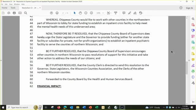 Chippewa County Board urges state funding for mental health services and inpatient facilities