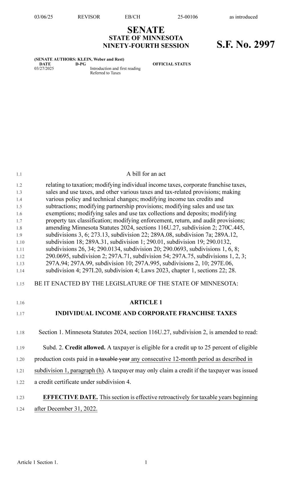 Minnesota amends tax statute allowing extended filing deadline for taxpayers