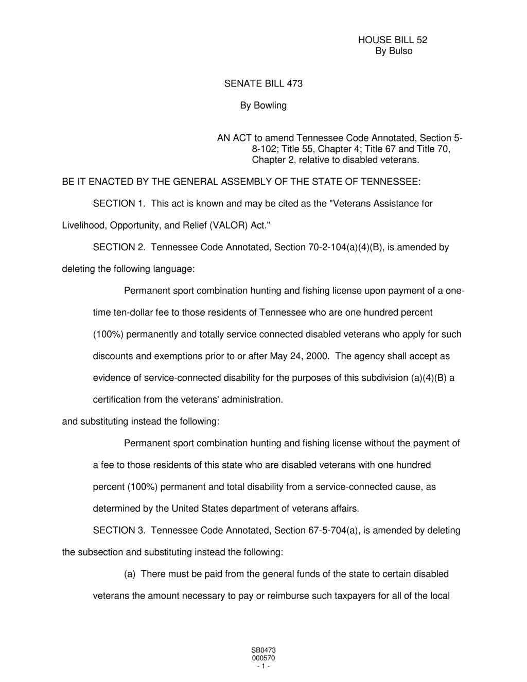 Tennessee lawmakers pass VALOR Act to support disabled veterans' hunting and fishing licenses