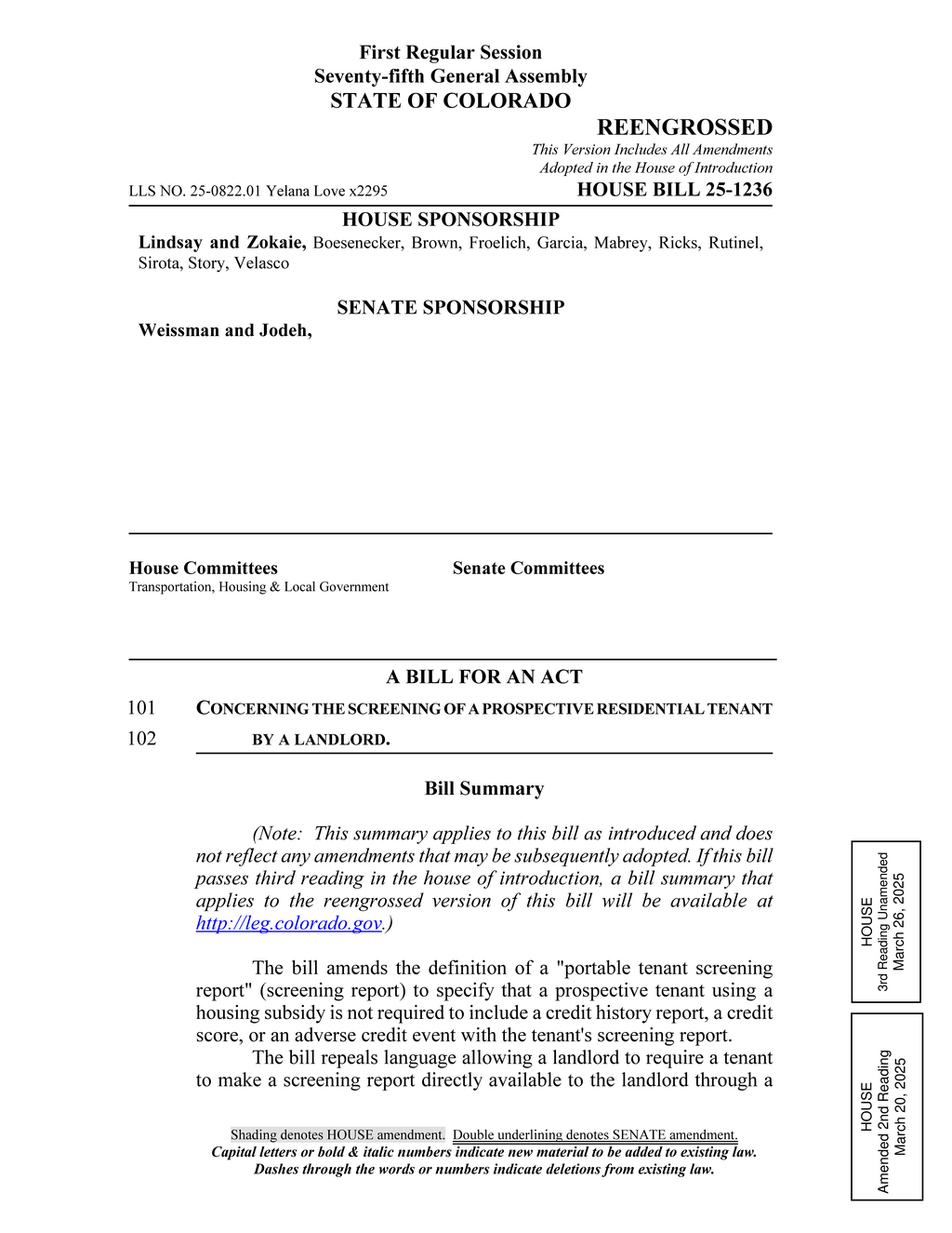 Colorado Assembly updates tenant screening laws to extend report validity period