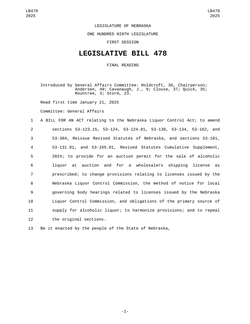 Nebraska Commission establishes rules for common carriers shipping alcoholic beverages