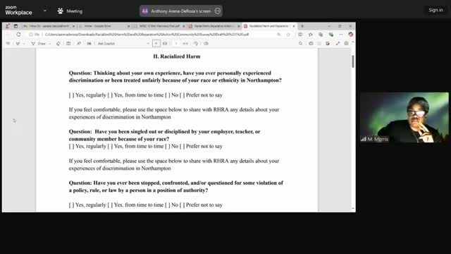 Commission discusses survey questions on racial discrimination in Northampton