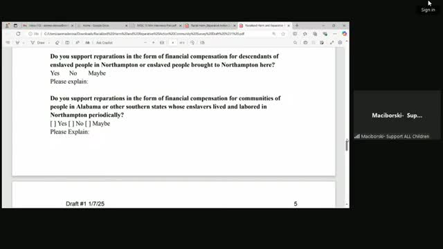 Northampton Commission debates financial reparations for descendants of enslaved individuals