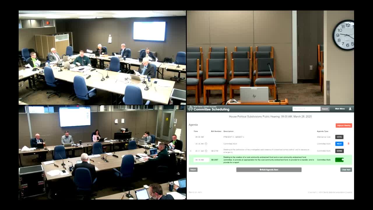 Panel advances amended rural community endowment bill to appropriations after changing match and language