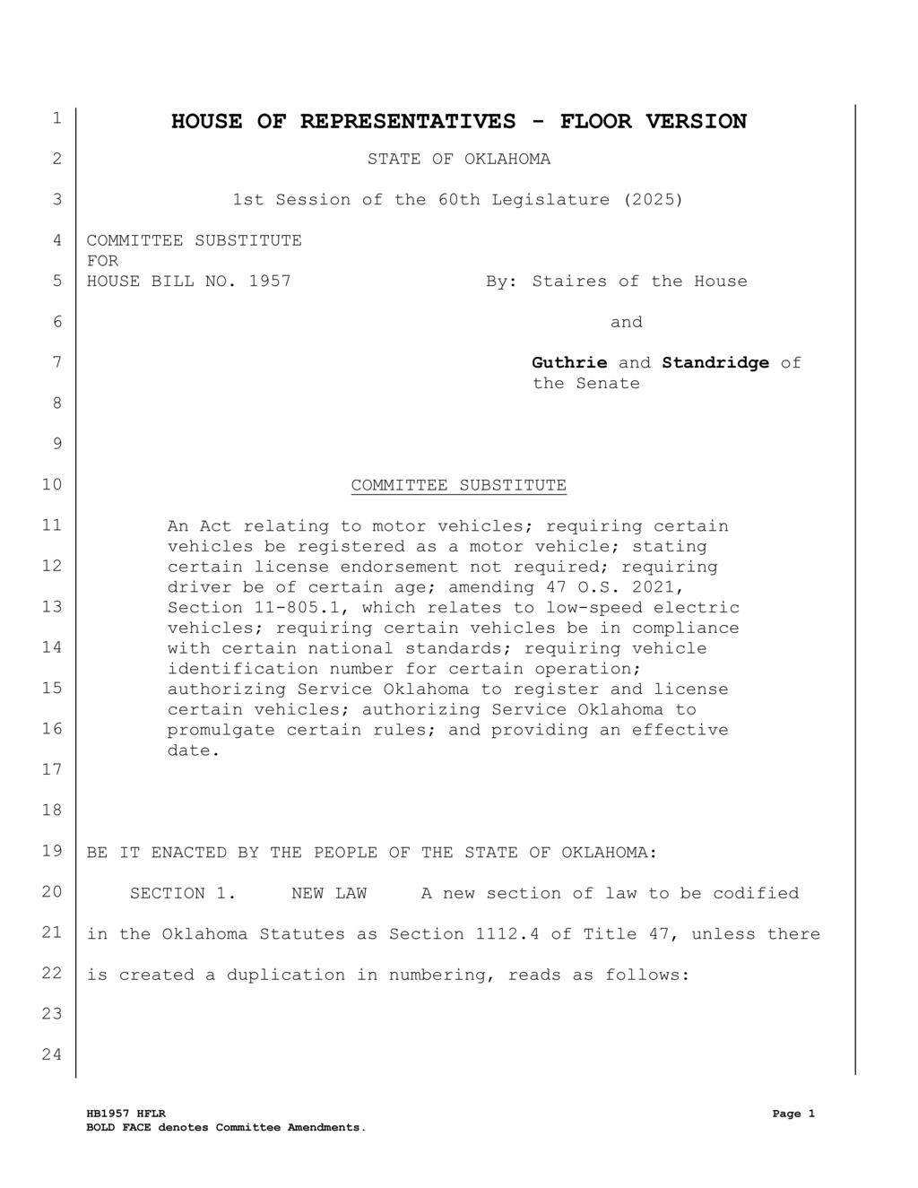 Oklahoma lawmakers approve new regulations for low-speed electric vehicles and golf carts