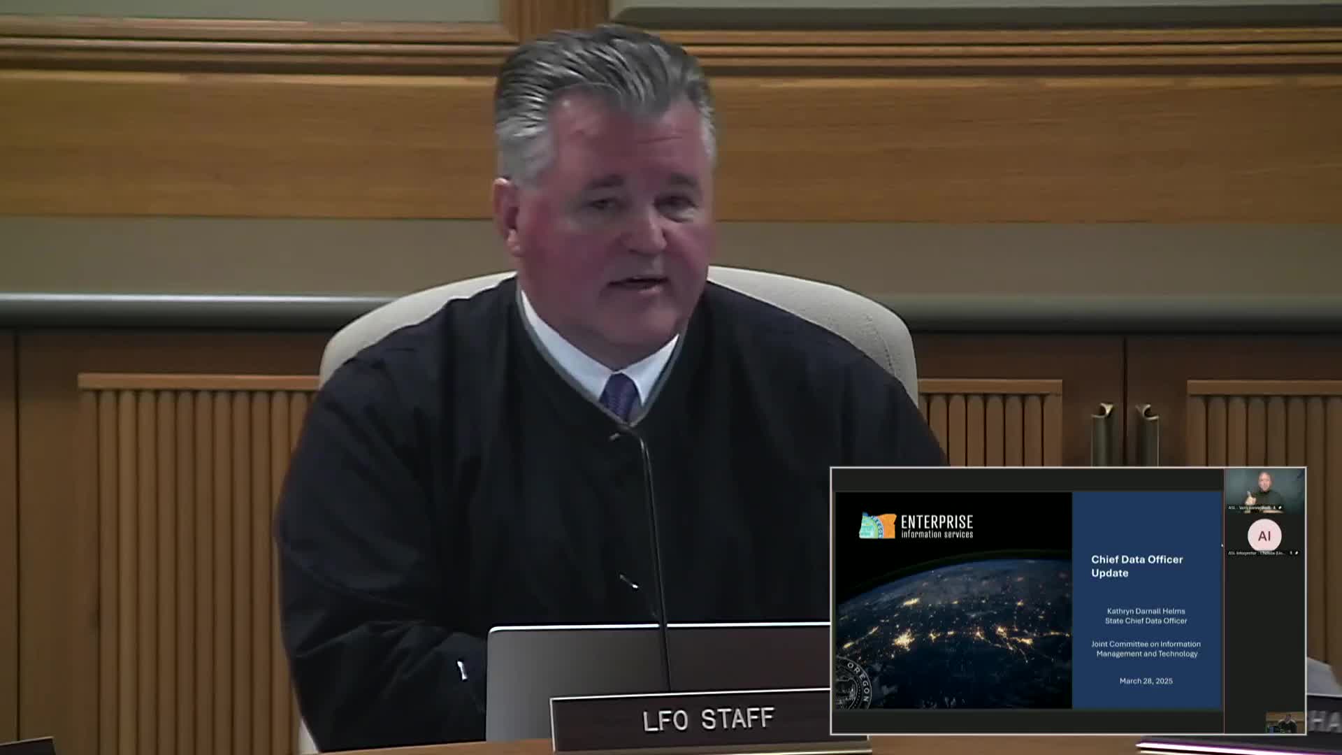 Chief Data Officer reports open‑data and geospatial progress; pilot MOU launched for interagency sharing