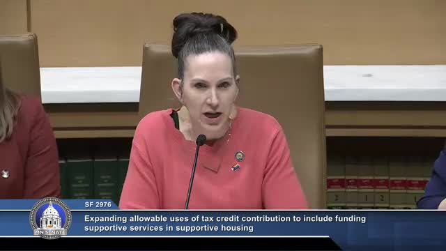 Senate File 2976 would let state housing tax credits fund supportive services and shifts metro sales‑tax allocation