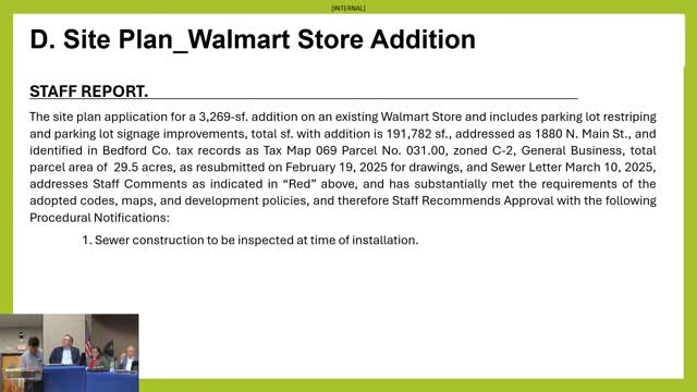 Commission defers Walmart distribution center expansion for 30 days in Bedford County
