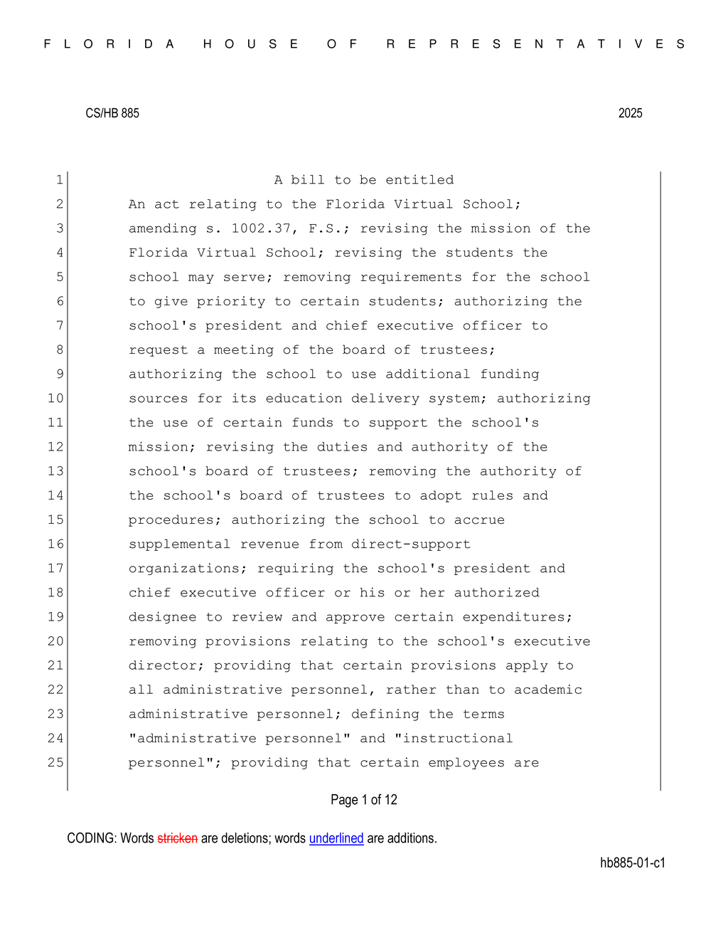 Florida House proposes major changes to Florida Virtual School operations