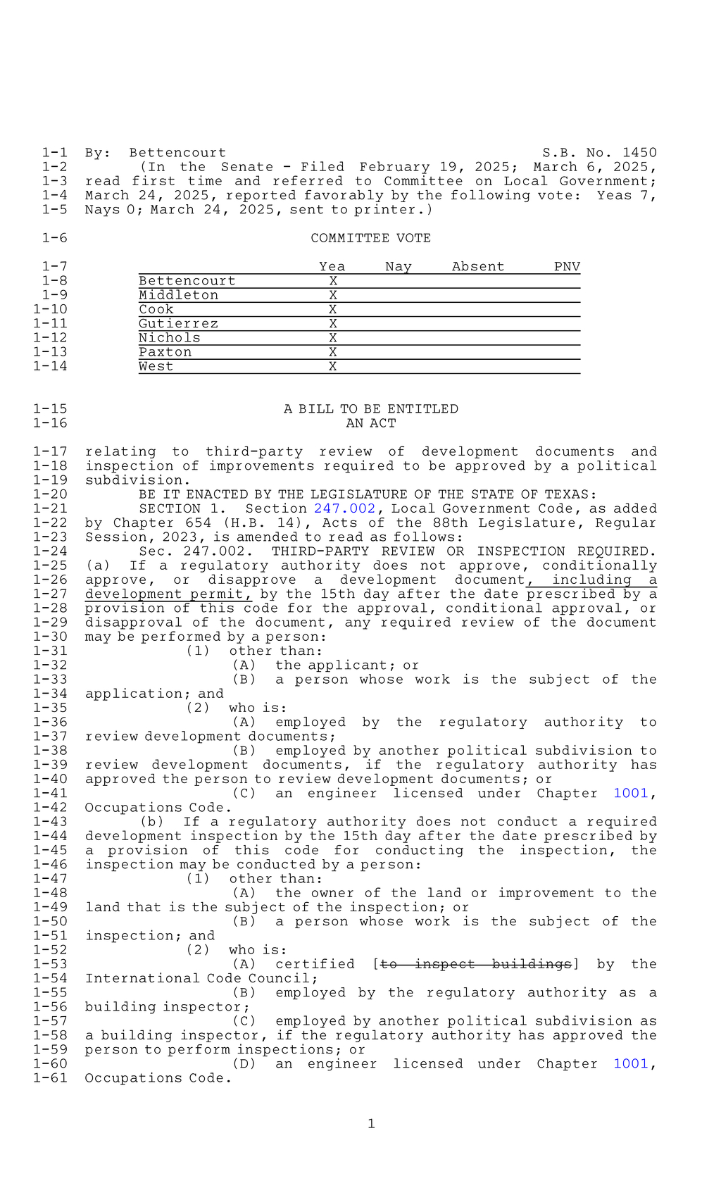 Texas Senate approves third-party review for development documents and inspections