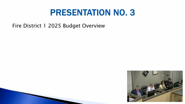 Fire District 1 presents 2025 budget overview with new funding strategies