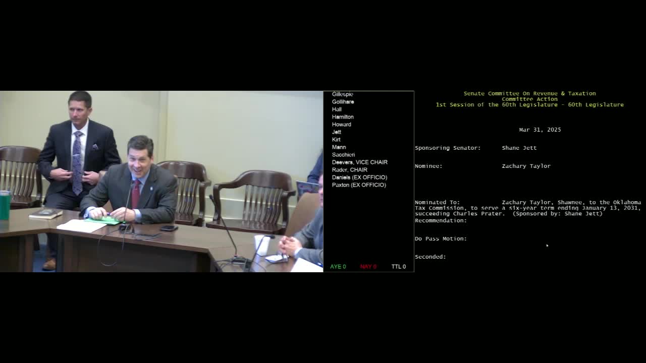 Senator Taylor discusses transparency and challenges at Oklahoma Tax Commission hearing