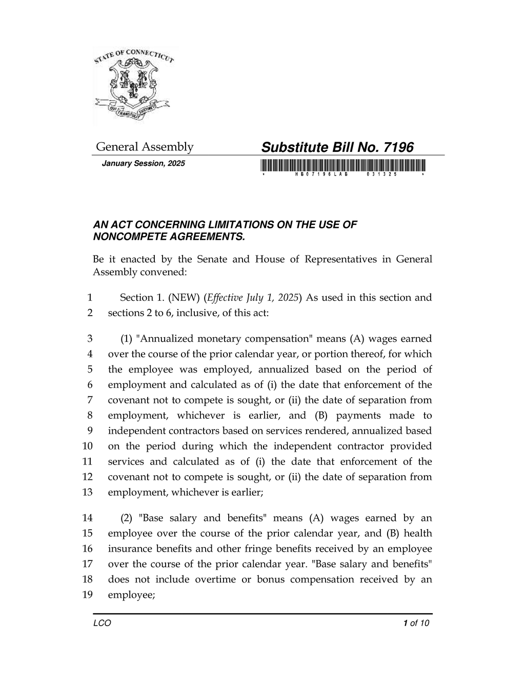 Connecticut repeals employee non-compete agreements effective July 2025