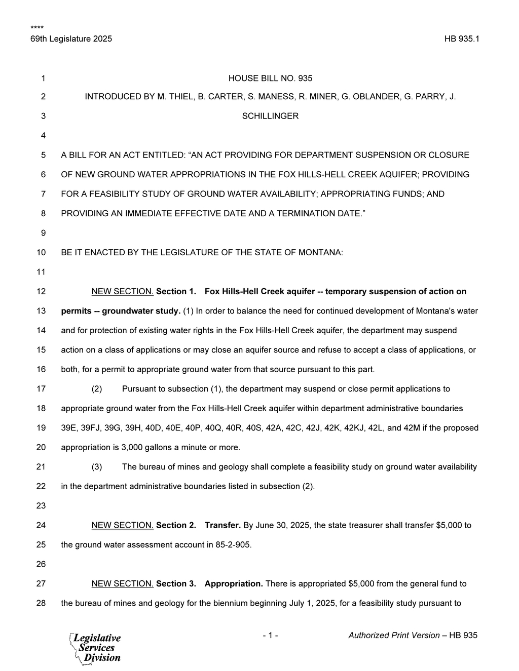 Montana Legislature enacts temporary suspension on Fox Hills-Hell Creek aquifer permits