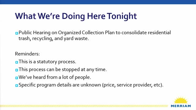 Merriam City Council reviews organized trash collection plan amid resident concerns