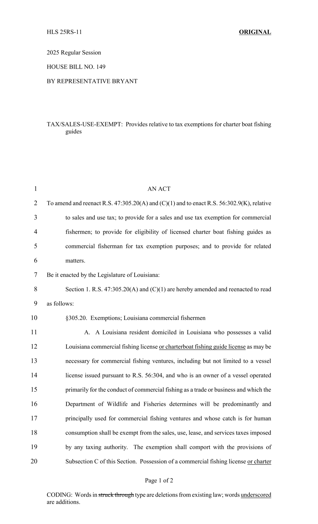 Representative Bryant advances tax exemptions for Louisiana charter boat fishing guides